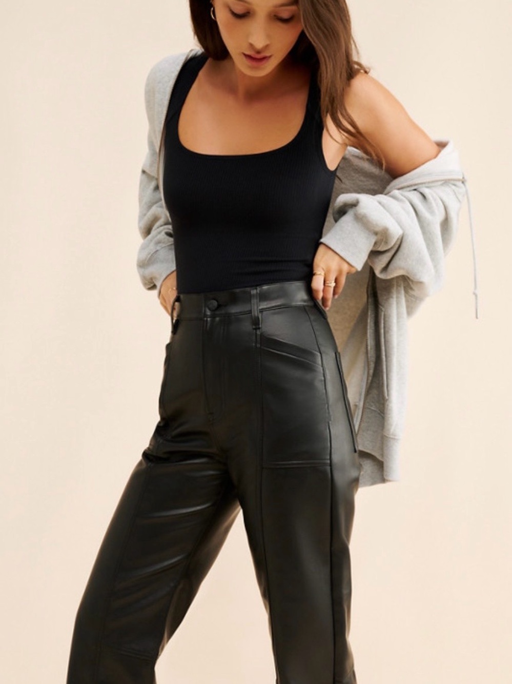 pistola Black High-Rise Faux Leather Wide-Leg Trousers